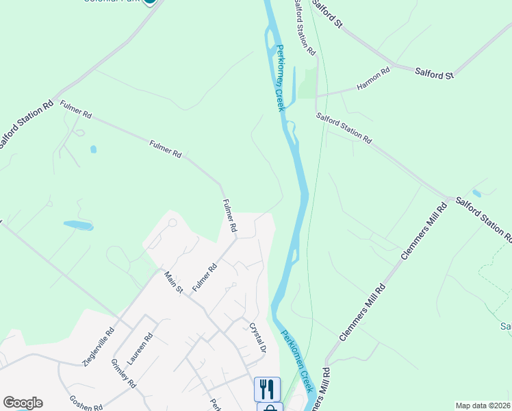 map of restaurants, bars, coffee shops, grocery stores, and more near 108 Bavington Road in Perkiomenville