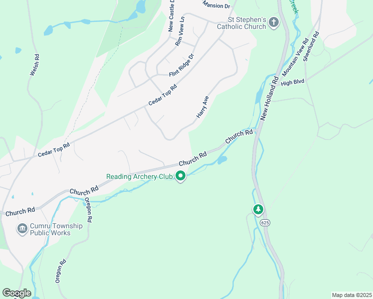 map of restaurants, bars, coffee shops, grocery stores, and more near 931 Church Road in Reading