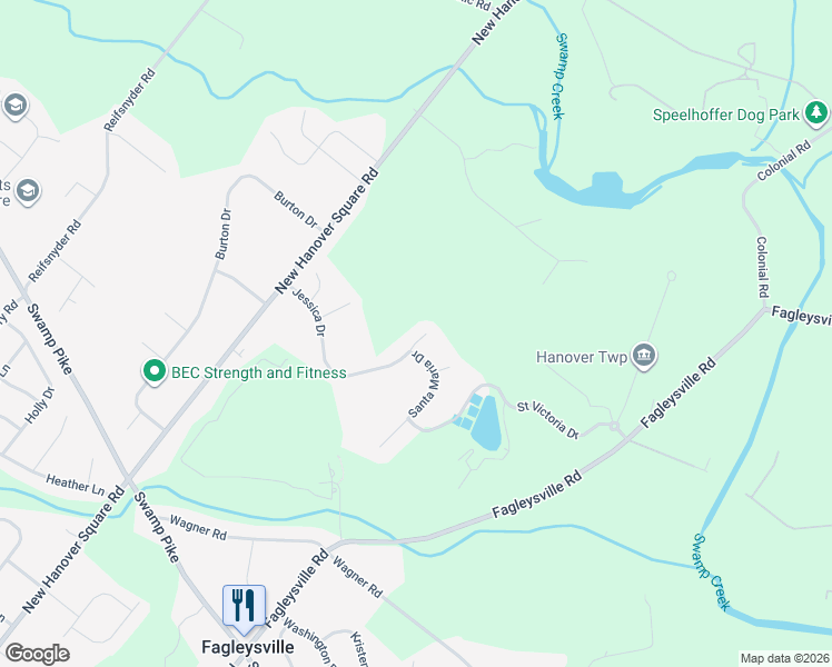 map of restaurants, bars, coffee shops, grocery stores, and more near 2502 Jessica Drive in Gilbertsville