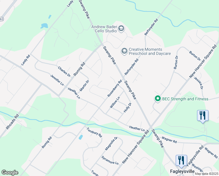 map of restaurants, bars, coffee shops, grocery stores, and more near 2282 Sterling Drive in Gilbertsville