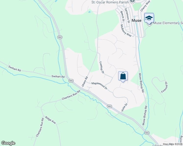 map of restaurants, bars, coffee shops, grocery stores, and more near 421 Meadow Court in Canonsburg