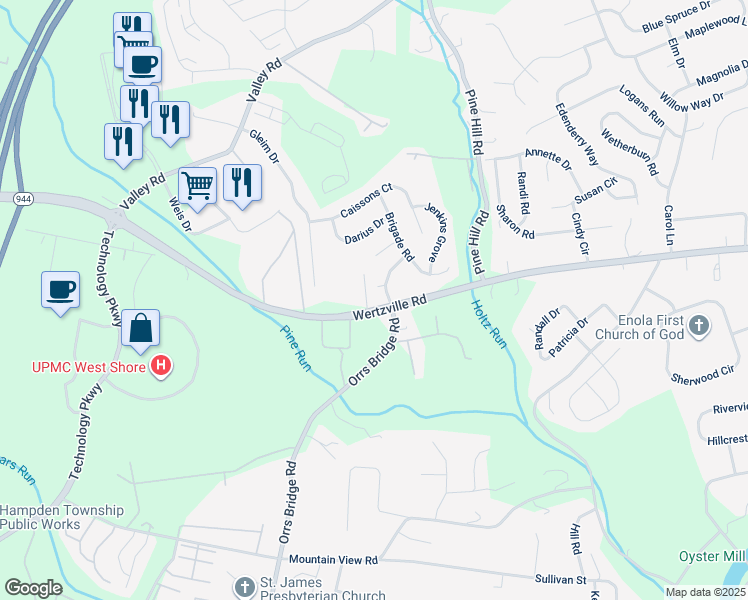 map of restaurants, bars, coffee shops, grocery stores, and more near 4090 Regiment Boulevard in Enola
