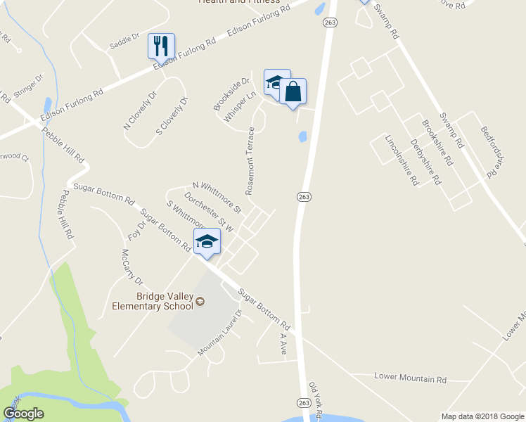 map of restaurants, bars, coffee shops, grocery stores, and more near Wesley Lane in Furlong