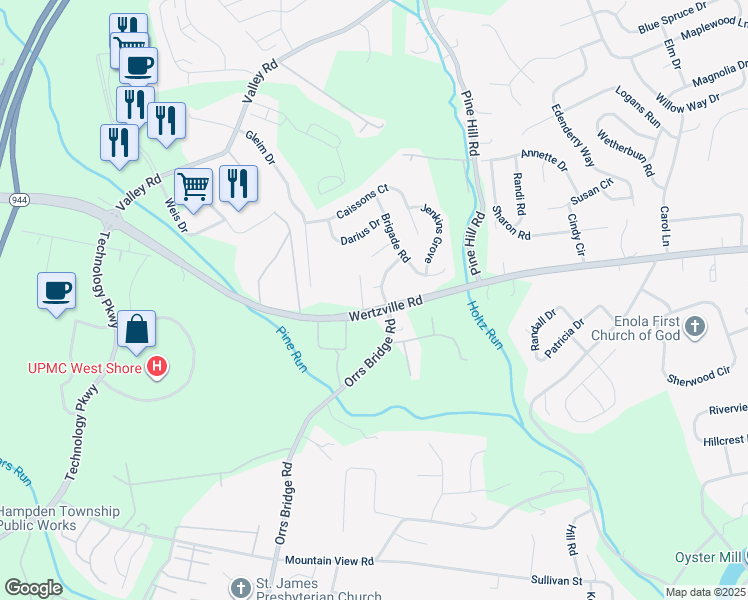 map of restaurants, bars, coffee shops, grocery stores, and more near 4090 Regiment Boulevard in Enola