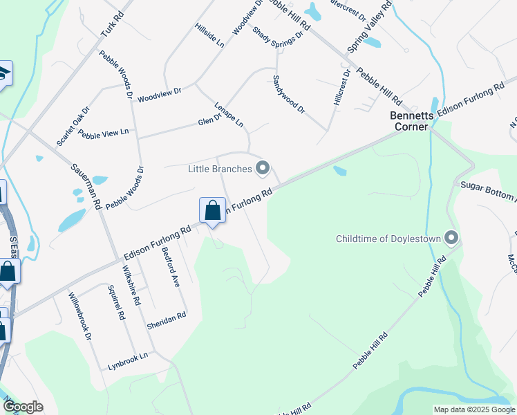 map of restaurants, bars, coffee shops, grocery stores, and more near 317 Edison Furlong Road in Doylestown