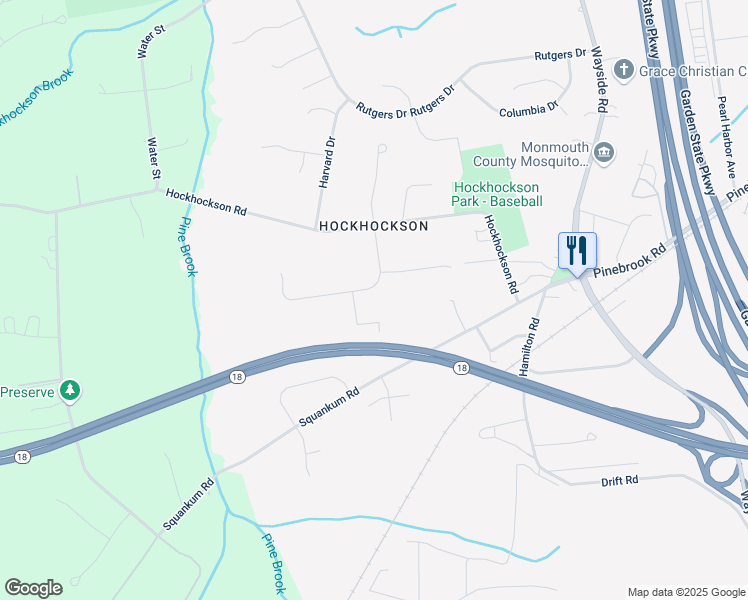 map of restaurants, bars, coffee shops, grocery stores, and more near 6 Daniel Court in Tinton Falls