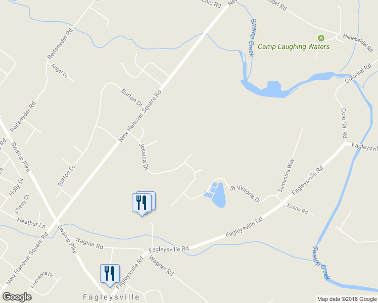 map of restaurants, bars, coffee shops, grocery stores, and more near 2501 Jessica Drive in Gilbertsville