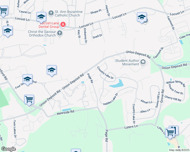 map of restaurants, bars, coffee shops, grocery stores, and more near 5611 Twilight Drive in Harrisburg