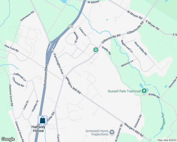 map of restaurants, bars, coffee shops, grocery stores, and more near 1536 Aspen Drive in Pottstown