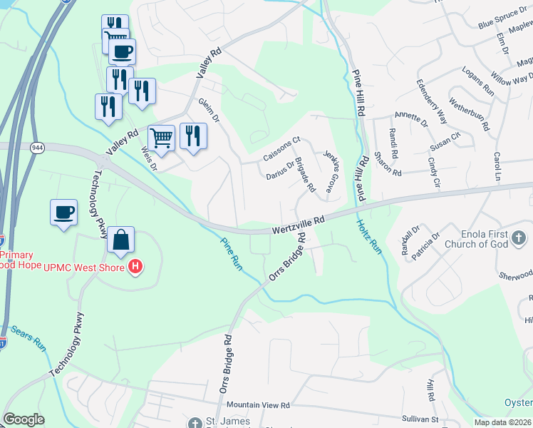 map of restaurants, bars, coffee shops, grocery stores, and more near 4115 Crissy Lane in Enola