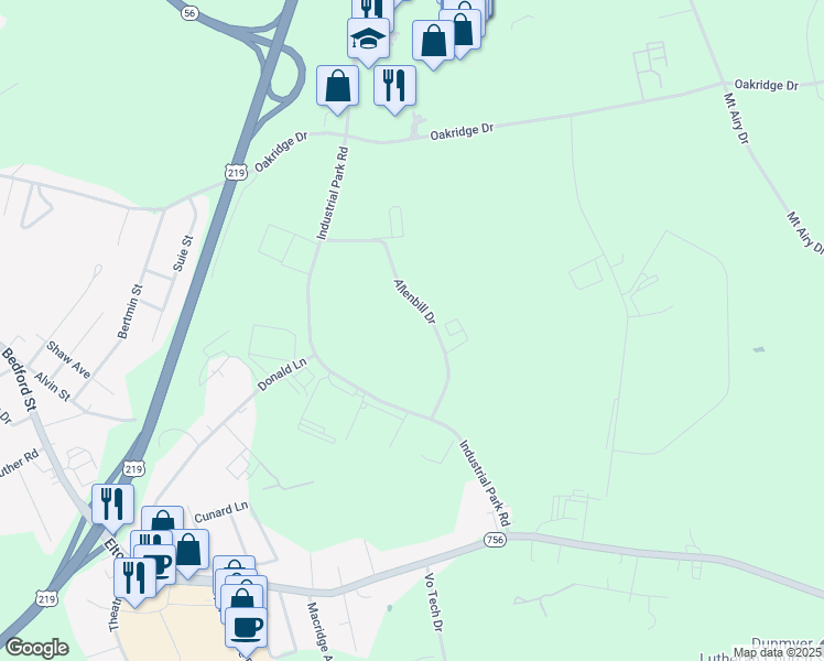 map of restaurants, bars, coffee shops, grocery stores, and more near 100 CTC Drive in Johnstown
