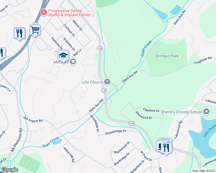 map of restaurants, bars, coffee shops, grocery stores, and more near 372 Slate Run Road in Greensburg