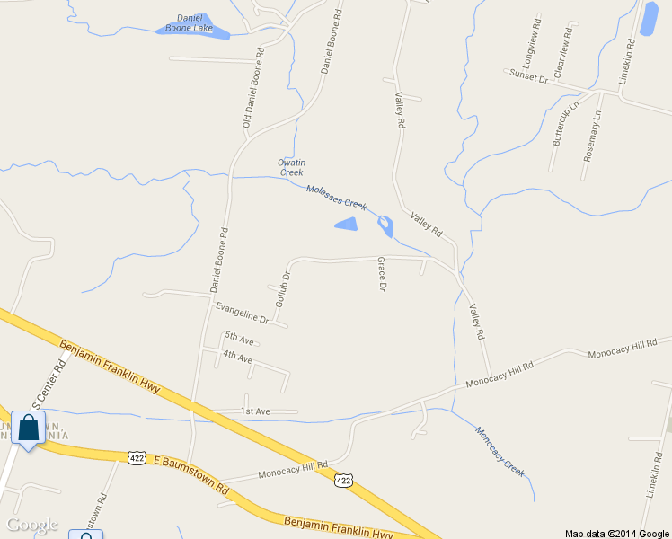 map of restaurants, bars, coffee shops, grocery stores, and more near 220 Gollub Drive in Birdsboro