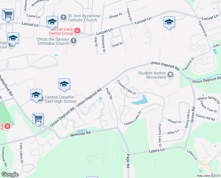 map of restaurants, bars, coffee shops, grocery stores, and more near 5604 Twilight Drive in Harrisburg