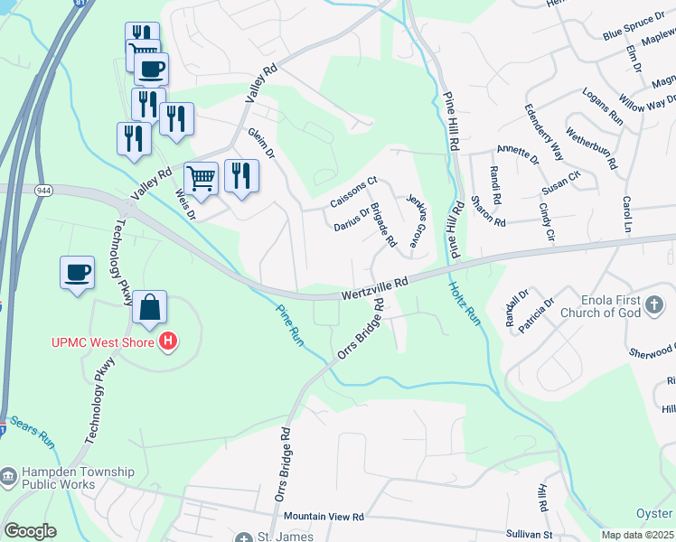 map of restaurants, bars, coffee shops, grocery stores, and more near 4115 Crissy Lane in Enola