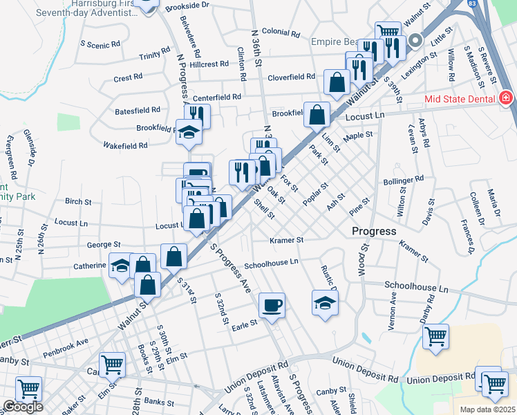 map of restaurants, bars, coffee shops, grocery stores, and more near 17 Shelly Island in Middletown