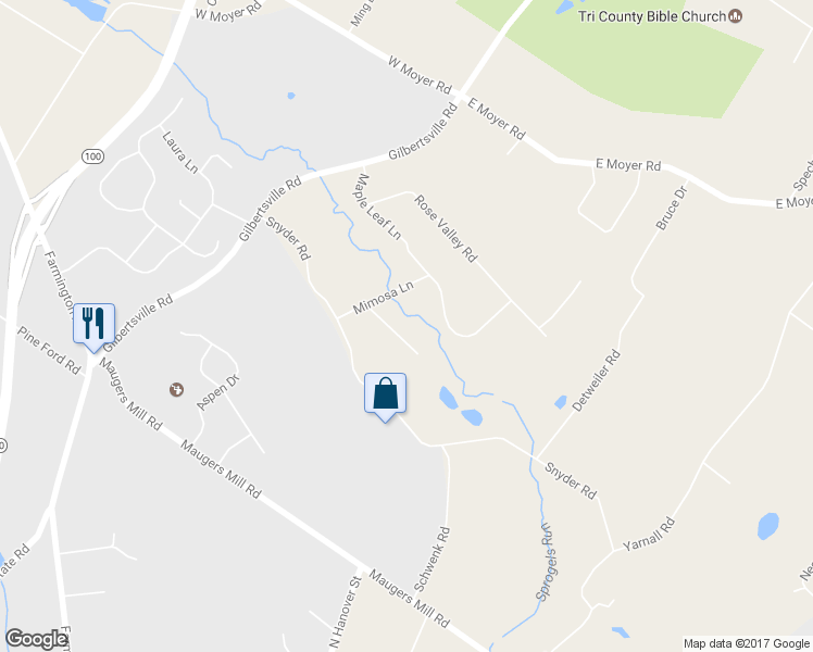 map of restaurants, bars, coffee shops, grocery stores, and more near 150 Boxwood Court in Pottstown