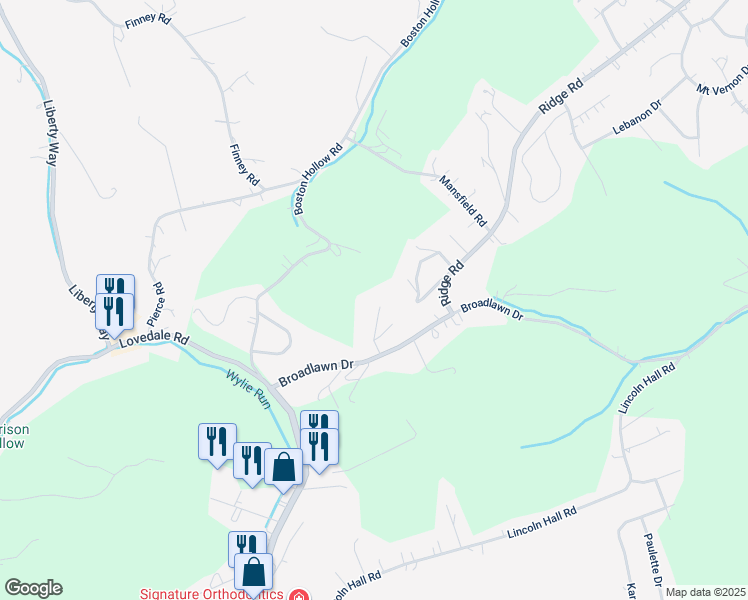 map of restaurants, bars, coffee shops, grocery stores, and more near 145 Broadlawn Drive in Elizabeth