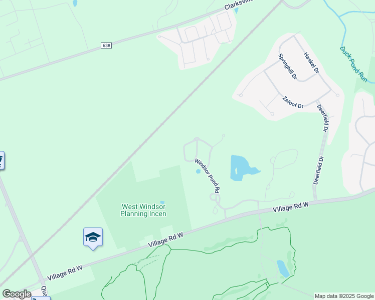 map of restaurants, bars, coffee shops, grocery stores, and more near 93 Windsor Pond Road in West Windsor Township