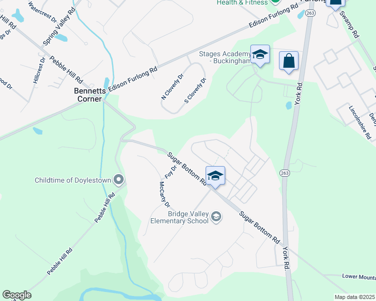 map of restaurants, bars, coffee shops, grocery stores, and more near 2390 South Whittmore Street in Furlong