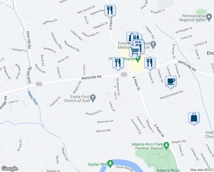 map of restaurants, bars, coffee shops, grocery stores, and more near 950 Sterling Court in Enola