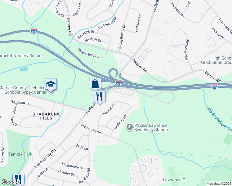 map of restaurants, bars, coffee shops, grocery stores, and more near 87 Federal City Road in Trenton