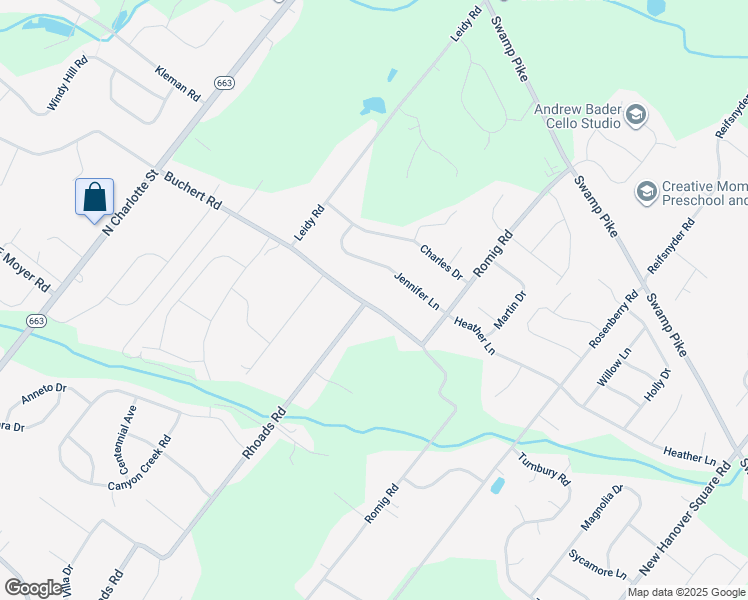 map of restaurants, bars, coffee shops, grocery stores, and more near 619 Buchert Road in Gilbertsville