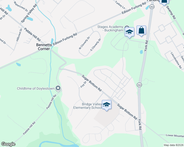 map of restaurants, bars, coffee shops, grocery stores, and more near 2404 South Whittmore Street in Furlong