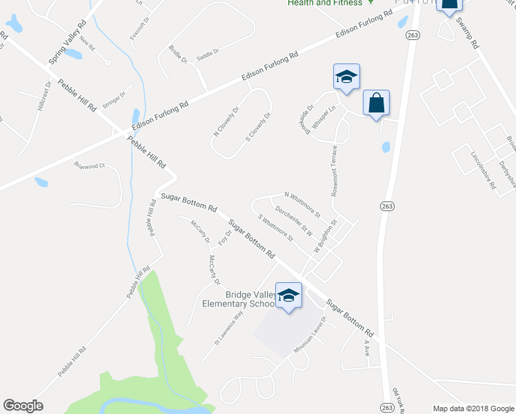 map of restaurants, bars, coffee shops, grocery stores, and more near 2393 South Whittmore Street in Furlong