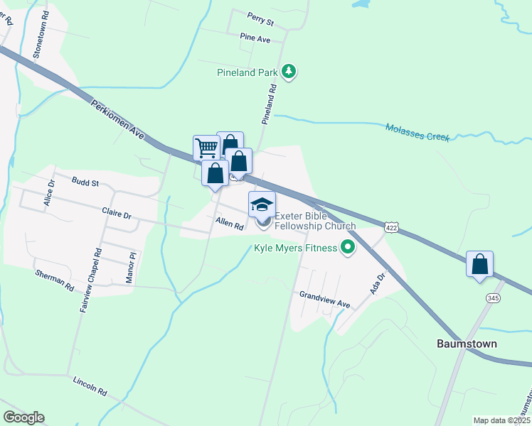 map of restaurants, bars, coffee shops, grocery stores, and more near 925 Philadelphia Terrace in Birdsboro