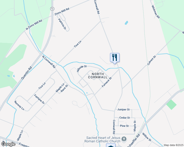 map of restaurants, bars, coffee shops, grocery stores, and more near 208 Karinch Street in Lebanon