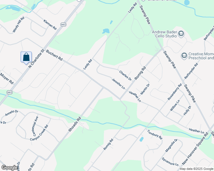 map of restaurants, bars, coffee shops, grocery stores, and more near 619 Buchert Road in Gilbertsville