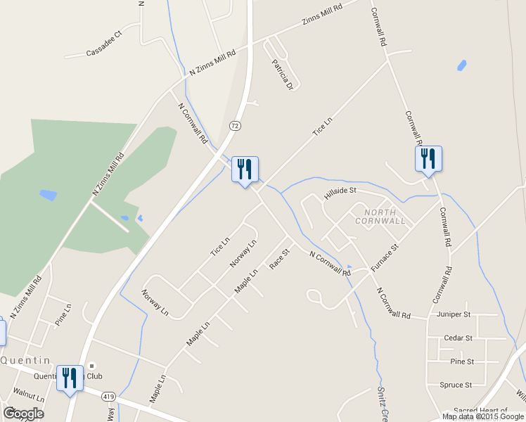 map of restaurants, bars, coffee shops, grocery stores, and more near 190 Tice Lane in Lebanon