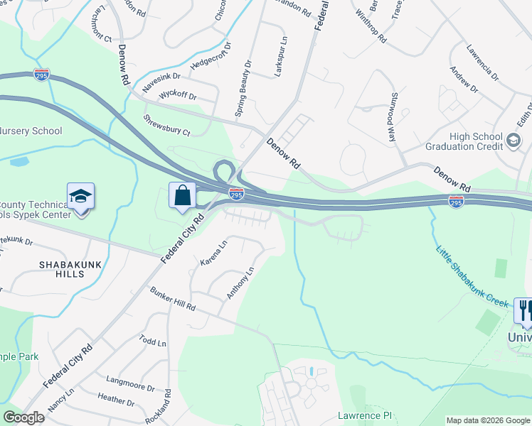 map of restaurants, bars, coffee shops, grocery stores, and more near 61 Traditions Way in Trenton