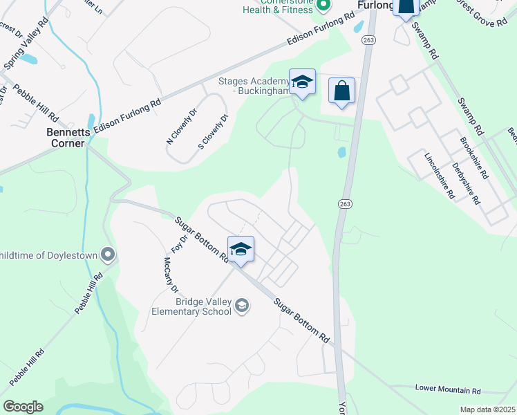 map of restaurants, bars, coffee shops, grocery stores, and more near North Whittmore Street in Furlong