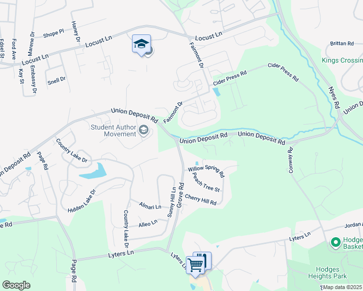 map of restaurants, bars, coffee shops, grocery stores, and more near 1119 Grove Road in Harrisburg