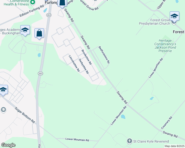 map of restaurants, bars, coffee shops, grocery stores, and more near 3328 Cheshire Road in Furlong