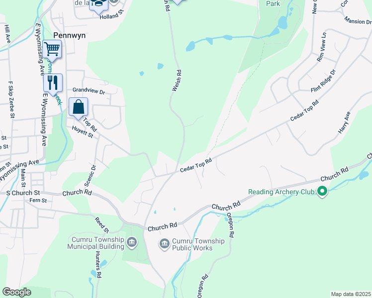 map of restaurants, bars, coffee shops, grocery stores, and more near 1424 Welsh Road in Reading