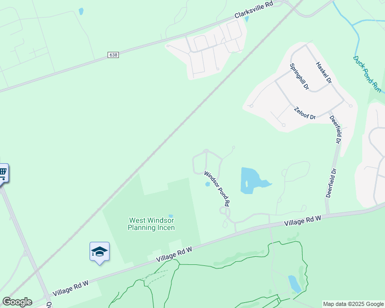 map of restaurants, bars, coffee shops, grocery stores, and more near 93 Windsor Pond Road in West Windsor Township