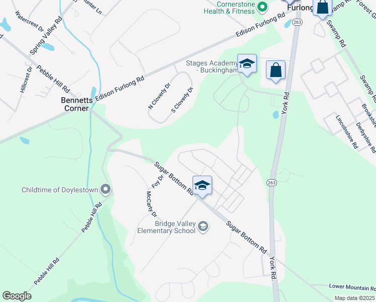 map of restaurants, bars, coffee shops, grocery stores, and more near 2472 South Whittmore Street in Furlong