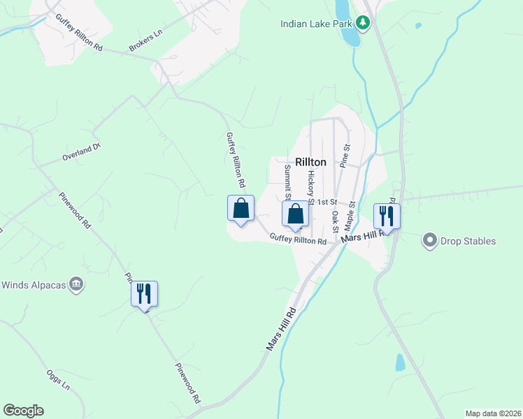 map of restaurants, bars, coffee shops, grocery stores, and more near 10831 Guffey Rillton Road in Rillton