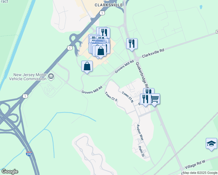 map of restaurants, bars, coffee shops, grocery stores, and more near 3533 Town Court South in Lawrence Township