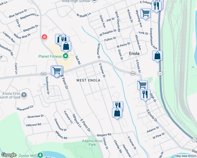 map of restaurants, bars, coffee shops, grocery stores, and more near 120 Lancaster Avenue in Enola