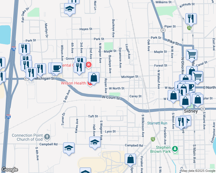 map of restaurants, bars, coffee shops, grocery stores, and more near 204 Royan Avenue in Sidney