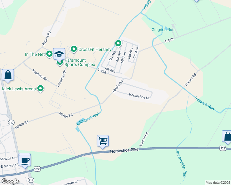 map of restaurants, bars, coffee shops, grocery stores, and more near 325 Horseshoe Drive in Annville