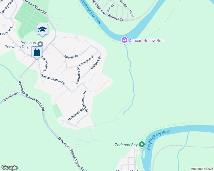 map of restaurants, bars, coffee shops, grocery stores, and more near 526 Duncan Station Road in McKeesport