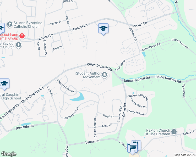 map of restaurants, bars, coffee shops, grocery stores, and more near 5807 Barnsley Drive in Harrisburg