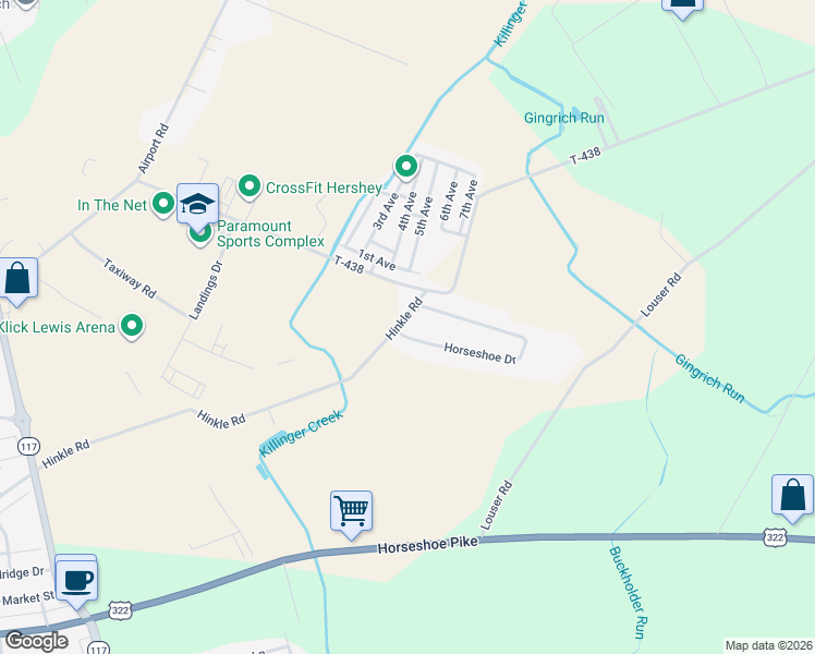 map of restaurants, bars, coffee shops, grocery stores, and more near 325 Horseshoe Drive in Annville