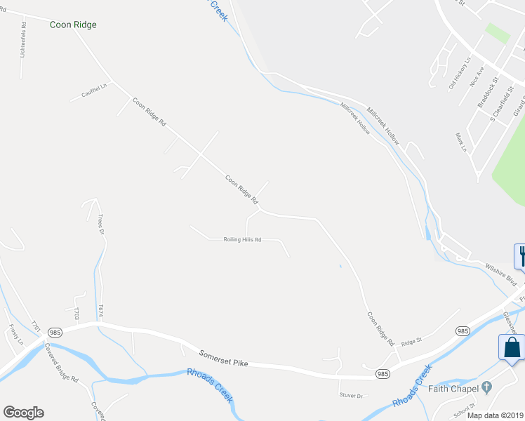 map of restaurants, bars, coffee shops, grocery stores, and more near 243 Coon Ridge Rd in Johnstown