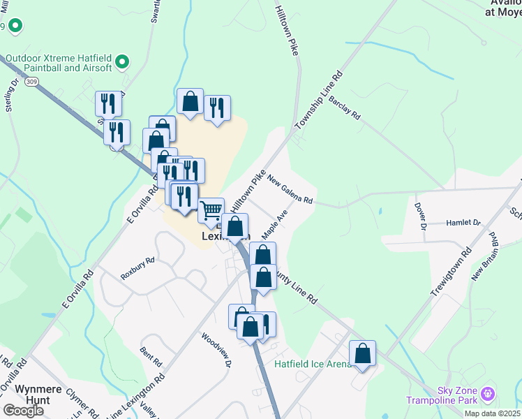 map of restaurants, bars, coffee shops, grocery stores, and more near 13 Greenwood Avenue in Line Lexington
